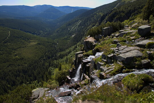 Waterfall on the river Pancava in Krkonose mountains, Czech Republic, Europe
