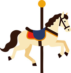 Elegant Minimalist Carousel Horse Vector – Classic Fairground Ride Illustration for Amusement Park and Carnival Design © Gian