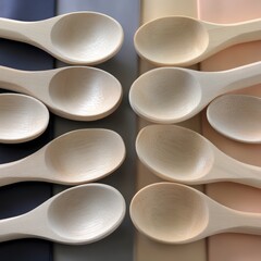 Elegant Wooden Spoons Arranged Harmoniously in Soft Color Palette