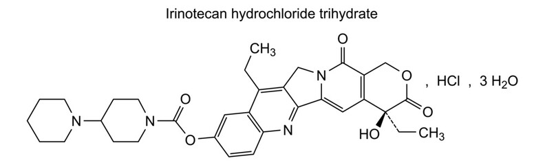 Chemical structure of irinotecan hydrochloride trihydrate, drug substance