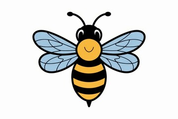simple drawing of a small honey bee, bee isolated on white background isolated, white background