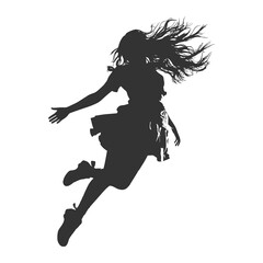 Flying Girl Silhouette Vector Illustration in Motion