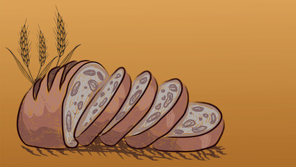 Fragrant bread with golden ears of grain