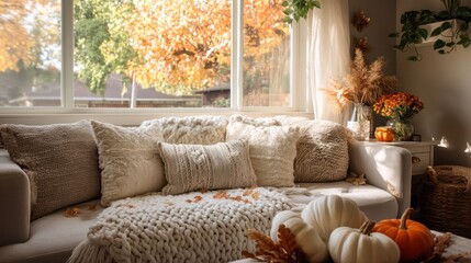 Warm And Inviting Autumn Zoom Background With Cozy Decor