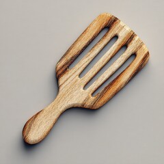 Wooden Cooking Utensil Spatula on Light Gray Background