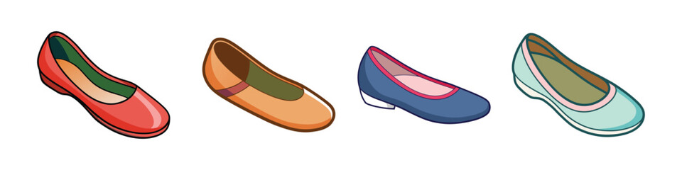 Ballet Flats Flat Illustration in Simple Minimalist Flat Style