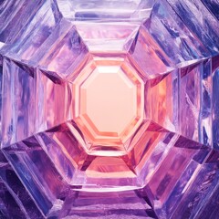 Abstract Crystal Tunnel with Colorful Light and Geometric Patterns