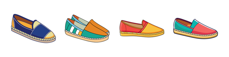 Espadrilles Flat Illustration in Simple Minimalist Flat Style