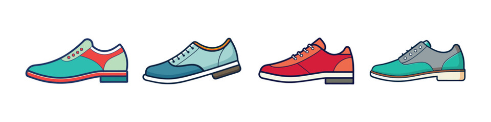 Footwear Flat Style Fashion Collection Vector Illustration