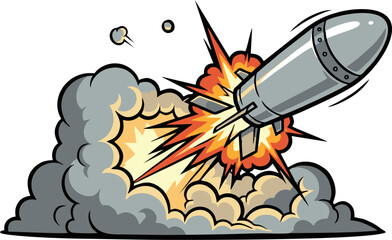 Cartoon Missile Launching with Explosive Blast