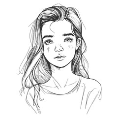 Confident Woman Pencil Sketch – Realistic Female Portrait Line Art