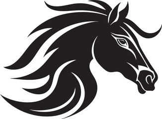 Majestic Black Horse Head Silhouette Tribal Design Equestrian Art Elegant Vector Graphic