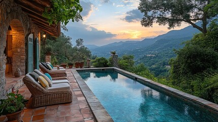 Luxury Indoor-Outdoor Pool Lounge Surrounded by Nature