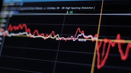 Analysis screen displaying real-time data visualization with dynamic waveforms - Powered by Adobe