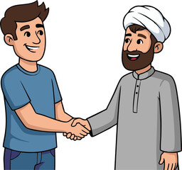 Fototapeta premium Friendly Greeting Between Two Diverse Men Shaking Hands