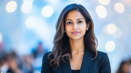 Obraz premium Confident Businesswoman Portrait with Bokeh Background, career , leadership