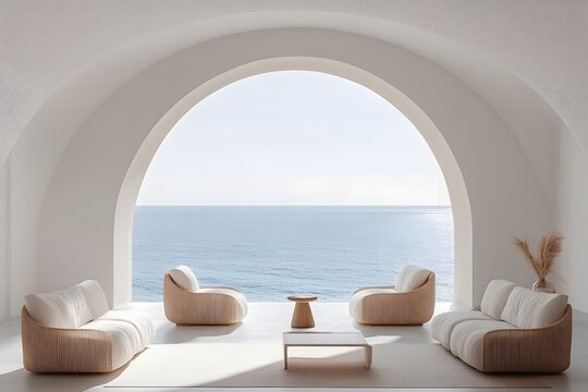Roman arch loft with sea reflection