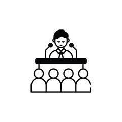 Conference icon design with white background stock illustration