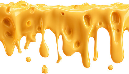 Dripping Yellow Cheese Sauce with a Smooth Texture and Rich Flavor on a Transparent Background