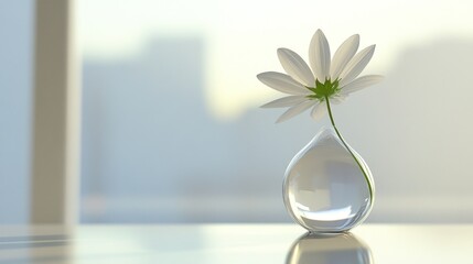 Delicate white flower in a glass vase