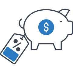 Discount vector icon in 2 color style 