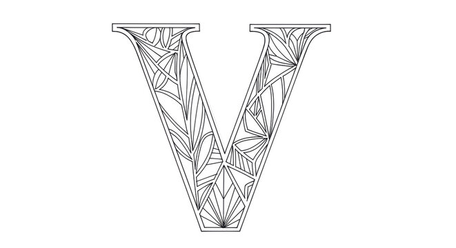Isolated Intricate Letter V