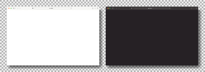 Realistic Light and Dark Mode Browser Window Mockup on Transparent Background