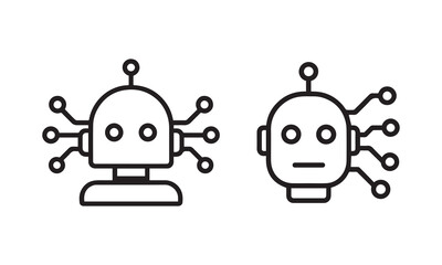 Robot icons, futuristic AI and circuit technology