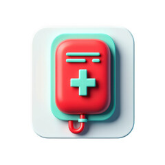 Fototapeta premium 3D Render of a Medical IV Bag Icon Healthcare App Design Element
