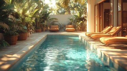 Luxury Indoor-Outdoor Pool Lounge Surrounded by Nature