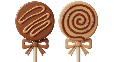 Isolated Two Chocolate Lollipops