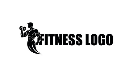 Fitness Logo with Bodybuilder Flexing
