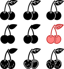 cherry fruit icon  cherry silhouette vector.eps