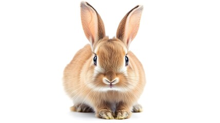 Obraz premium A light brown rabbit on a white background.