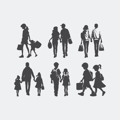 family silhouettes vector