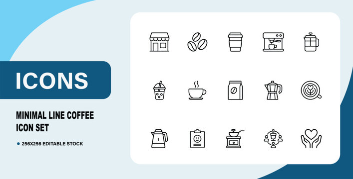 Minimal Line Coffee Icon Set
