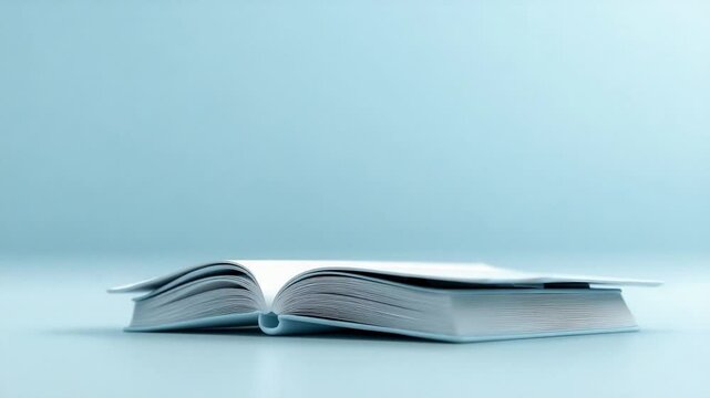 Open Book on Blue Background