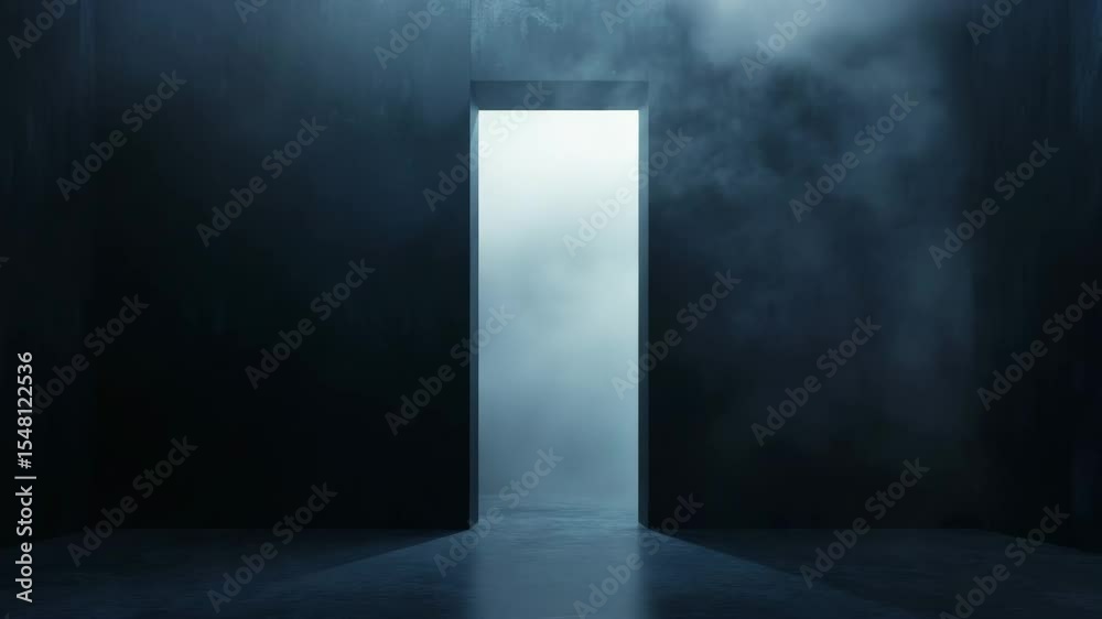 Leinwandbilder a mysterious doorway illuminated from within by a misty light. the concept of new possibilities and 