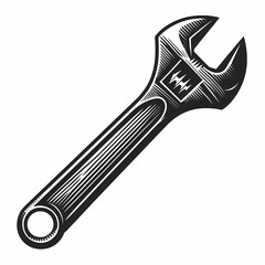 Adjustable wrench tool silhouette vector illustration isolated on a white background
