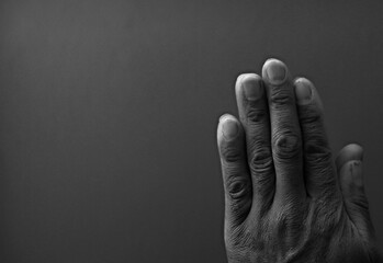Praying to God with hands together stock image stock photo