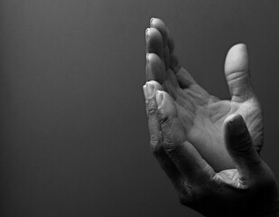 Praying to God with hands together stock image stock photo
