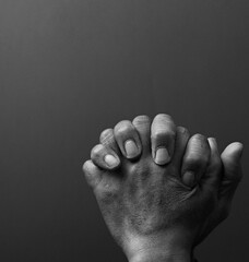 Praying to God with hands together stock image stock photo