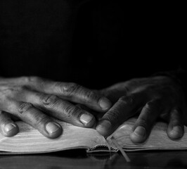 Praying to God with hands together stock image stock photo