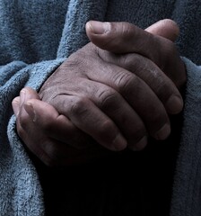 Praying to God with hands together stock image stock photo