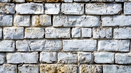 Fototapeta premium Whitewashed stone brick wall exterior