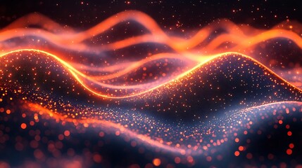 Futuristic Neon Data Waves in Deep Space