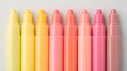 Pastel colored markers in a gradient row