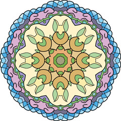 Colorful cute Mandala. Decorative unusual round ornaments.