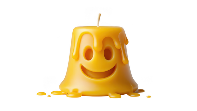 Melting Smiley Face Beeswax Candle