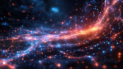 Futuristic Neon Data Waves in Deep Space